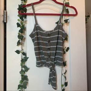 Altard state green strip button tank top